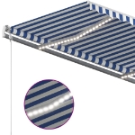 Tenda da Sole Retrattile Manuale con LED 3,5x2,5m Blu e Bianca