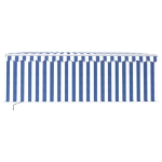Tenda Sole Retrattile Manuale con LED 4x3m Blu e Bianco