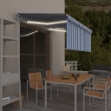 Tenda Automatica Parasole LED Sensore Vento 3x2,5m Blu e Bianco