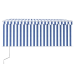 Tenda Automatica Parasole LED Sensore Vento 3x2,5m Blu e Bianco