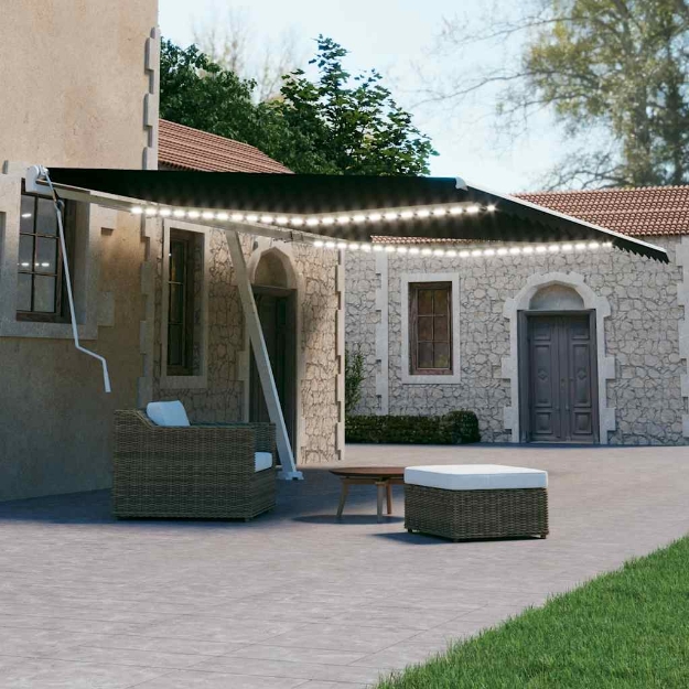 Tenda da Sole Retrattile Manuale con LED 600x300 cm Antracite
