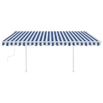 Tenda da Sole Retrattile Manuale con LED 4,5x3 m Blu e Bianca