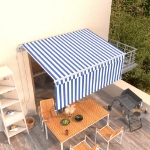 Tenda Sole Retrattile Automatica Parasole 3,5x2,5m Blu Bianco