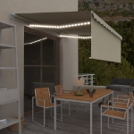 Tenda da Sole Retrattile con Parasole e LED 4,5x3 m Crema