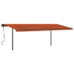 Tenda Retrattile Manuale con LED 6x3,5 m Arancione e Marrone