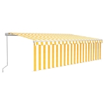 Tenda Sole Retrattile Manuale Parasole LED 5x3m Gialla Bianca