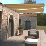 Tenda da Sole Retrattile Manuale LED 350x250 cm Gialla e Bianca