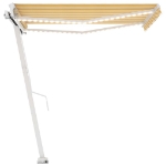 Tenda da Sole Retrattile Manuale LED 350x250 cm Gialla e Bianca