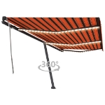 Tenda da Sole Retrattile Manuale LED 600x350 cm Arancio Marrone