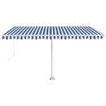 Tenda da Sole Retrattile Manuale con LED 450x300cm Blu e Bianca