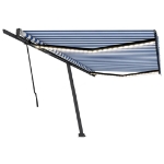 Tenda da Sole Retrattile Manuale con LED 500x300cm Blu e Bianca