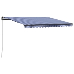Tenda da Sole Retrattile Manuale 450x300 cm Blu e Bianca