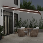 Tenda da Sole Retrattile Automatica con LED Marrone 400x350 cm