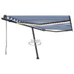 Tenda Automatica con Sensore Vento e LED 450x350 cm Blu Bianca