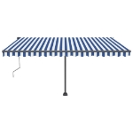 Tenda Automatica con Sensore Vento e LED 450x350 cm Blu Bianca