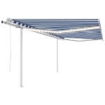 Tenda Automatica con Sensore Vento e LED 4x3,5 m Blu e Bianca