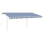 Tenda Automatica con Sensore Vento e LED 4x3,5 m Blu e Bianca