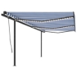 Tenda Automatica con Sensore Vento e LED 6x3,5 m Blu Bianca