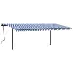Tenda Automatica con Sensore Vento e LED 6x3,5 m Blu Bianca