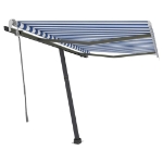 Tenda da Sole Retrattile Manuale con LED 300x250cm Blu e Bianco
