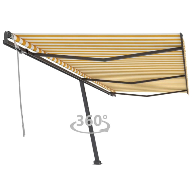 Tenda da Sole Autoportante Manuale 600x300 cm Gialla Bianca