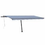 Tenda Automatica con Sensore Vento e LED 500x300 cm Blu Bianca