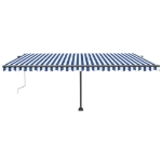Tenda Automatica con Sensore Vento e LED 500x300 cm Blu Bianca