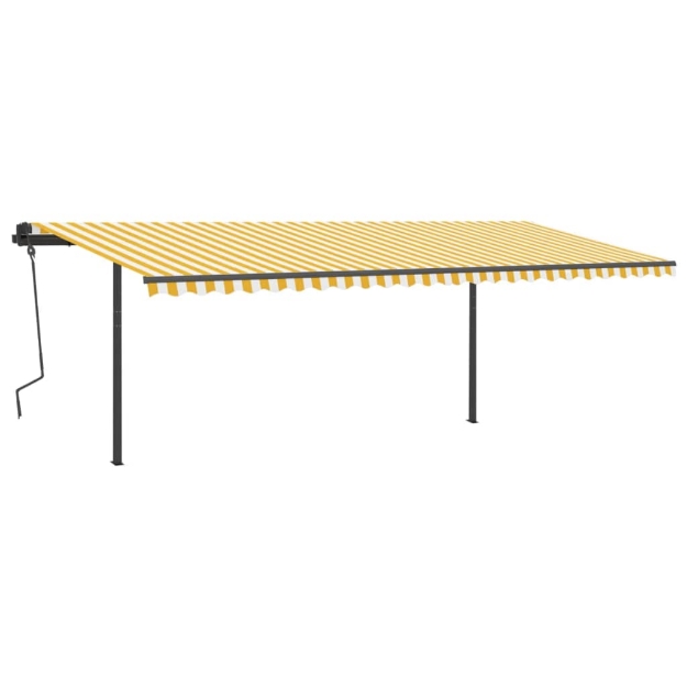 Tenda Retrattile Automatica con Pali 6x3,5 m Gialla e Bianca