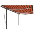 Tenda Automatica Sensore Vento e LED 6x3,5 m Arancio e Marrone