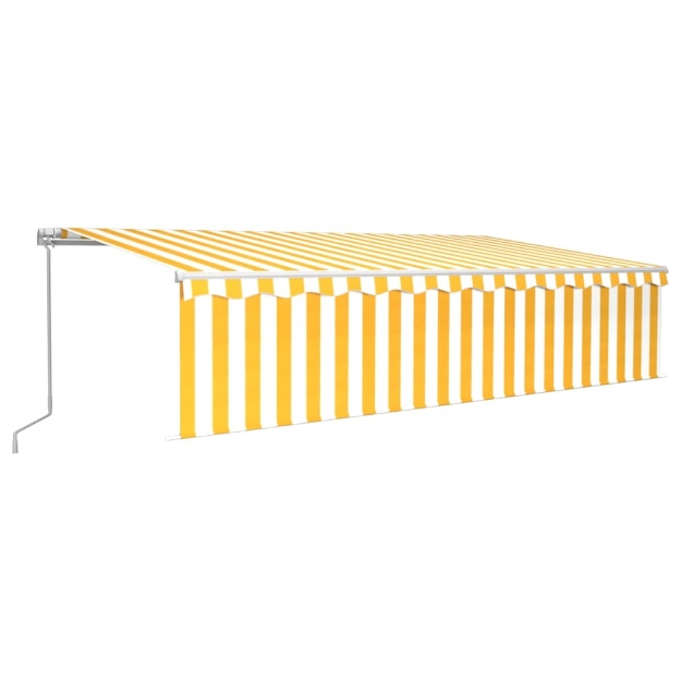 Tenda Sole Retrattile Manuale con Parasole 6x3m Gialla Bianca