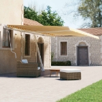 Tenda da Sole Autoportante Manuale 500x300 cm Gialla Bianca