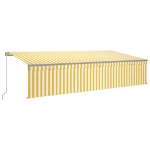 Tenda Sole Retrattile Manuale Parasole e LED 6x3m Gialla Bianca
