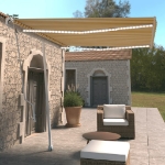 Tenda Automatica con Sensore Vento LED 300x250 cm Gialla Bianca