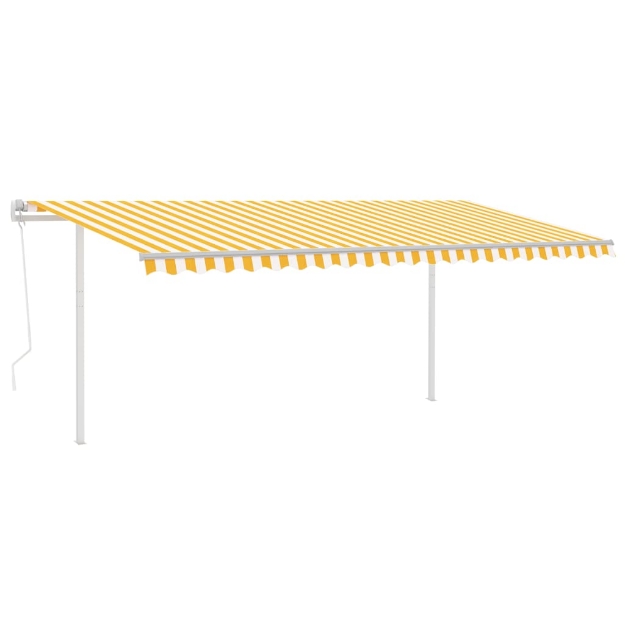 Tenda Automatica con Sensore Vento LED 5x3 m Gialla e Bianca