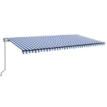 Tenda Automatica con Sensore Vento e LED 600x350 cm Blu Bianca