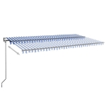 Tenda Automatica con Sensore Vento e LED 600x350 cm Blu Bianca