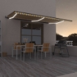 Tenda Automatica Sensore Vento e LED 600x350 cm Gialla Bianca