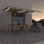 Tenda Automatica Sensore Vento e LED 600x350 cm Gialla Bianca