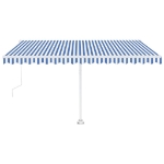 Tenda Automatica con Sensore Vento e LED 450x350 cm Blu Bianca