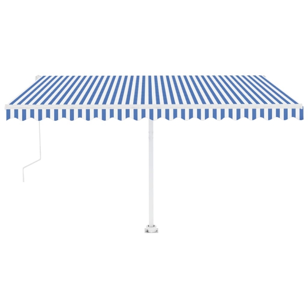 Tenda Automatica con Sensore Vento e LED 450x350 cm Blu Bianca