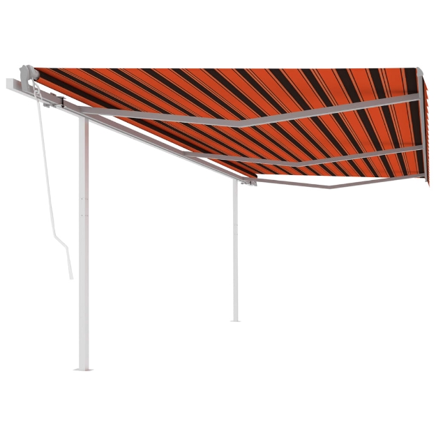 Tenda Retrattile Automatica con Pali 6x3,5 m Arancio e Marrone