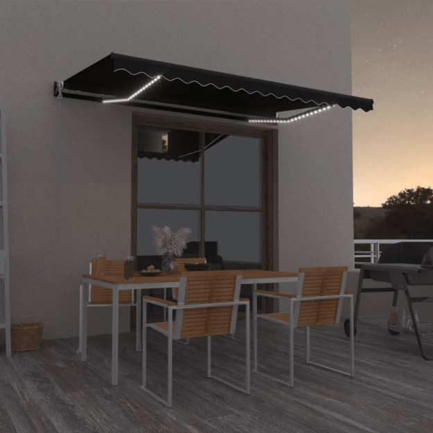 Tenda Automatica con Sensore Vento e LED 400x350 cm Antracite