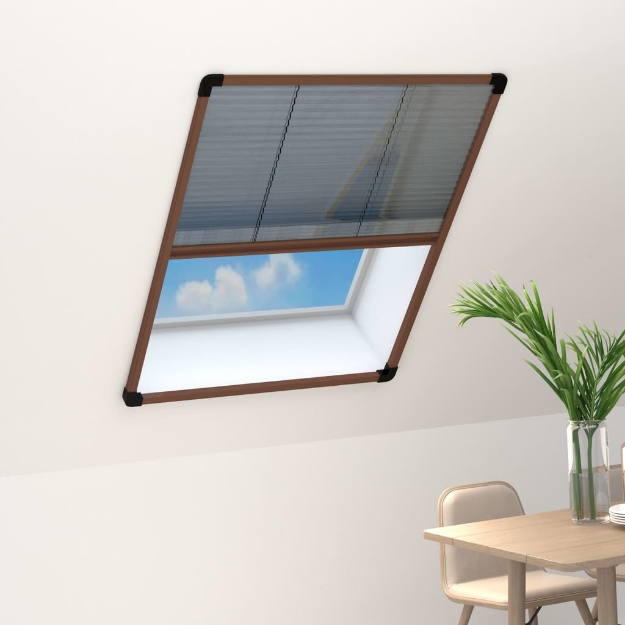 Zanzariera Plissettata Finestre in Alluminio Marrone 80x120 cm