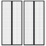 Tende Antimosche 2 pz per Porte con Magneti Nere 210x90 cm