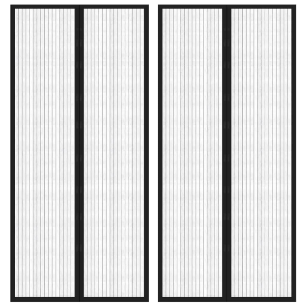 Tende Antimosche 2 pz per Porte con Magneti Nere 210x90 cm