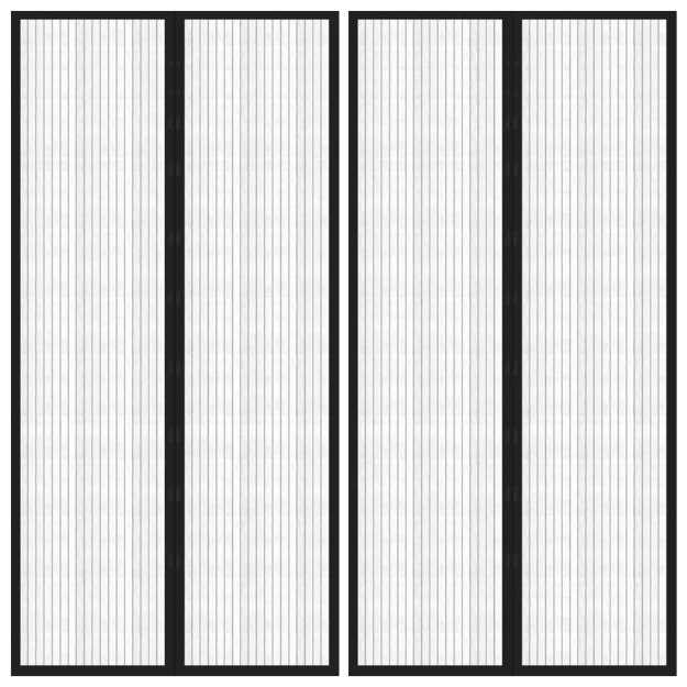 Tende Antimosche 2 pz per Porte con Magneti Nere 220x100 cm