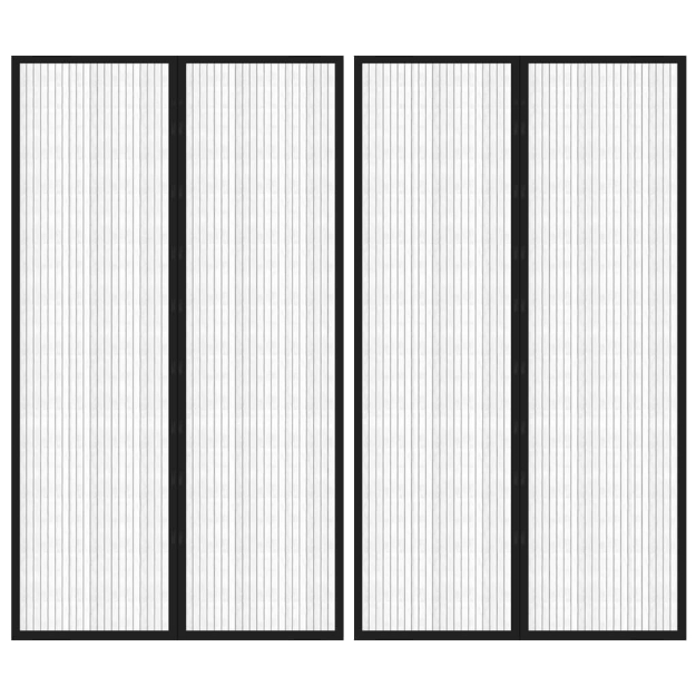 Tende Antimosche 2 pz per Porte con Magneti Nere 200x80 cm