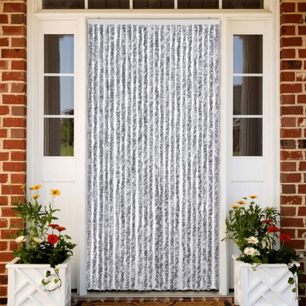 Tenda Antimosche Grigio e Bianca 100x230 cm in Ciniglia