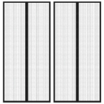 Tende Antimosche 2 pz per Porte con Magneti Nere 220x110 cm