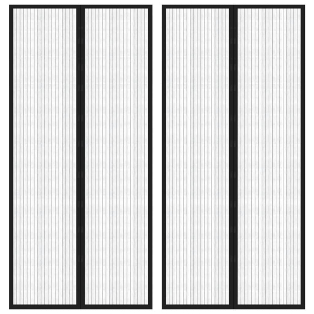Tende Antimosche 2 pz per Porte con Magneti Nere 220x110 cm